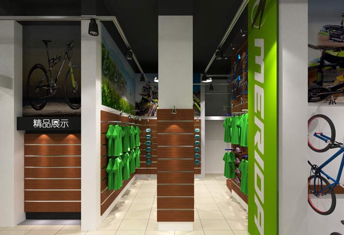 潮流、時(shí)尚自行車店精品展示區(qū)域裝修設(shè)計(jì)案例效果圖