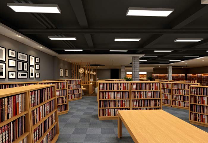 學習型咖啡廳圖書館圖書區(qū)域裝修設(shè)計案例效果圖